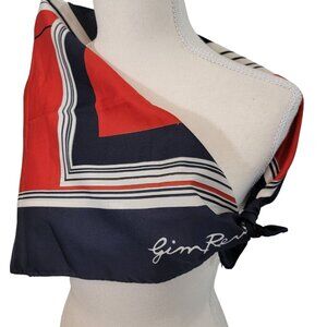Jim Renoir Scarf Square Scarf‎ Classic Classy Print Red White Navy Blue
